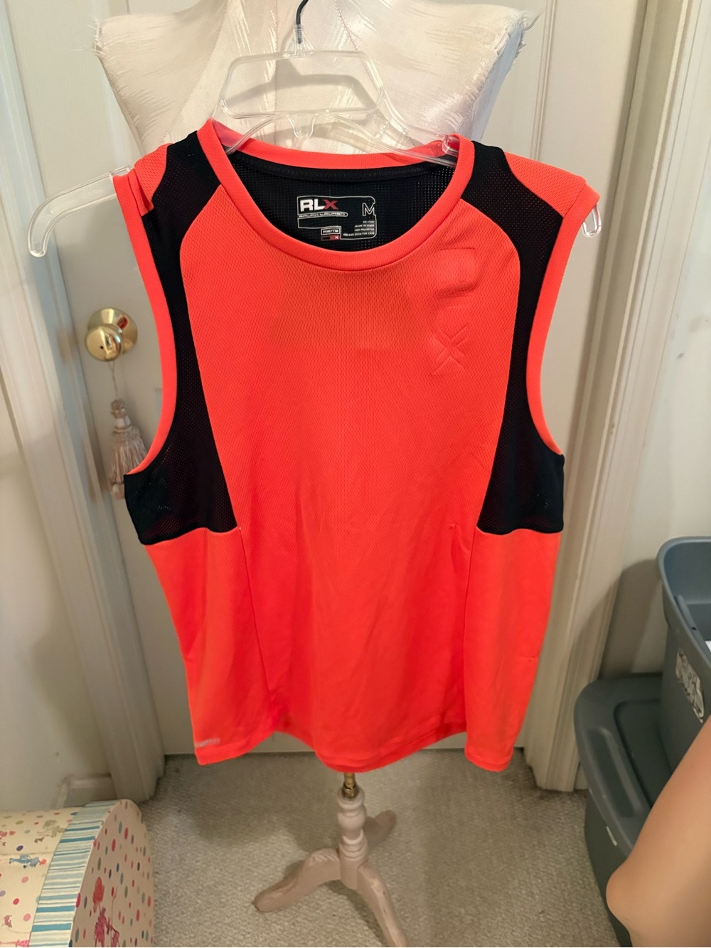 Men's Ralph Lauren RLX tank Neon orange/black Sleeveless Athletic Tank Medium